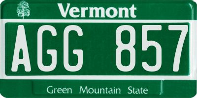 VT license plate AGG857