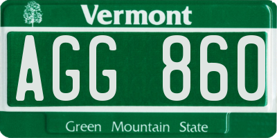 VT license plate AGG860