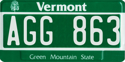 VT license plate AGG863