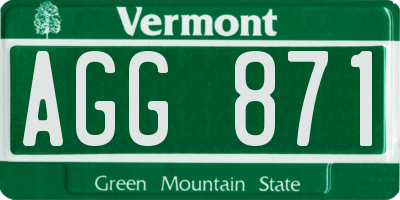VT license plate AGG871