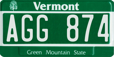VT license plate AGG874