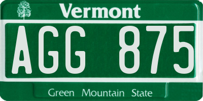 VT license plate AGG875