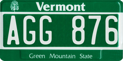 VT license plate AGG876