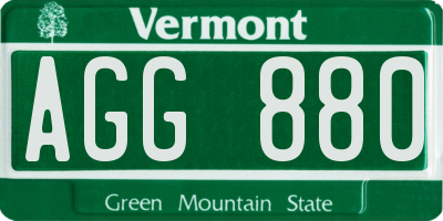 VT license plate AGG880