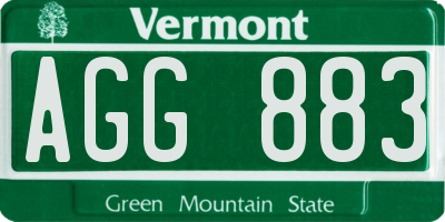 VT license plate AGG883