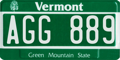 VT license plate AGG889