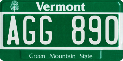 VT license plate AGG890