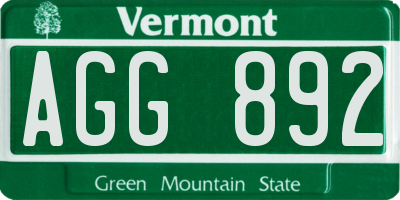 VT license plate AGG892
