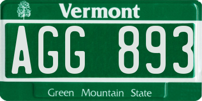 VT license plate AGG893