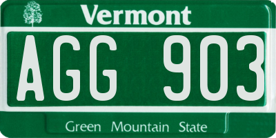 VT license plate AGG903