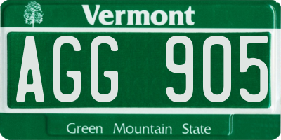 VT license plate AGG905