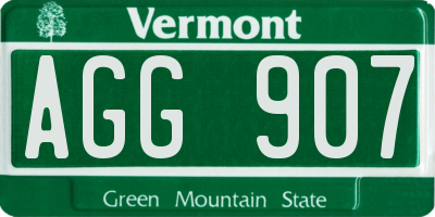 VT license plate AGG907