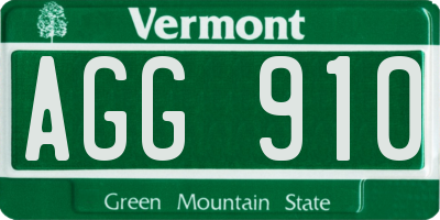 VT license plate AGG910