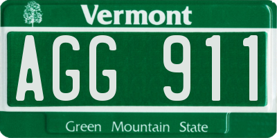 VT license plate AGG911