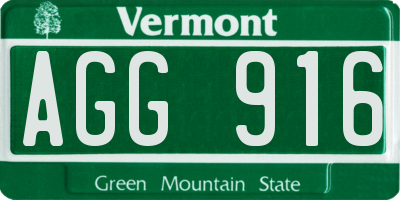 VT license plate AGG916