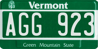 VT license plate AGG923