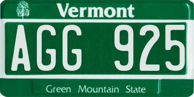 VT license plate AGG925