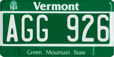 VT license plate AGG926