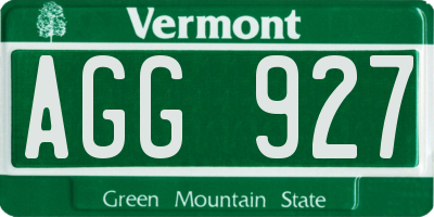VT license plate AGG927