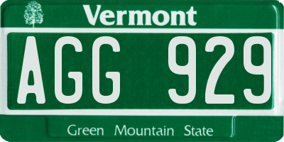 VT license plate AGG929