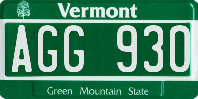 VT license plate AGG930