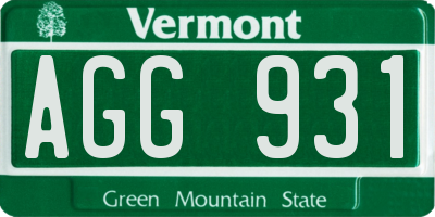 VT license plate AGG931