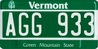 VT license plate AGG933