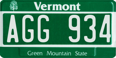 VT license plate AGG934