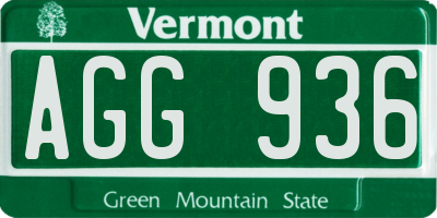 VT license plate AGG936