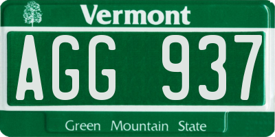 VT license plate AGG937