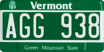 VT license plate AGG938