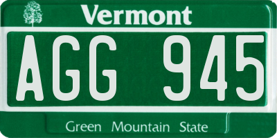 VT license plate AGG945