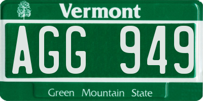 VT license plate AGG949