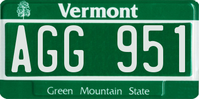 VT license plate AGG951