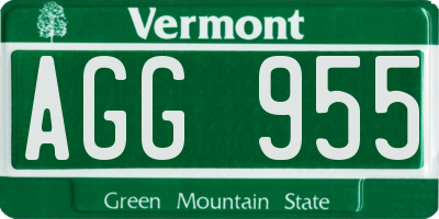 VT license plate AGG955
