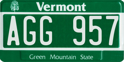 VT license plate AGG957