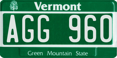 VT license plate AGG960