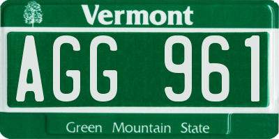 VT license plate AGG961