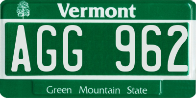 VT license plate AGG962