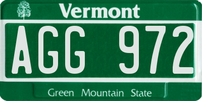 VT license plate AGG972