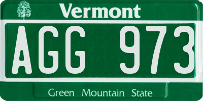 VT license plate AGG973