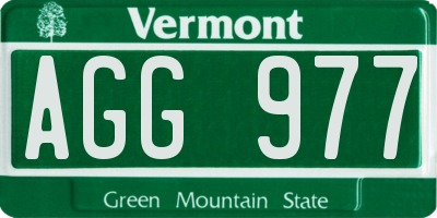 VT license plate AGG977