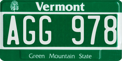 VT license plate AGG978