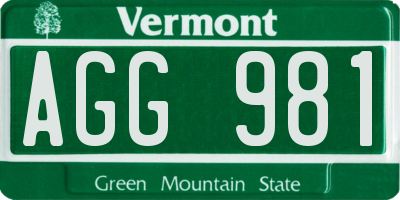 VT license plate AGG981