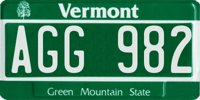 VT license plate AGG982