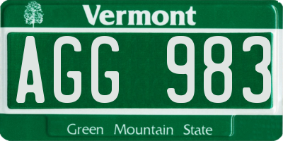 VT license plate AGG983