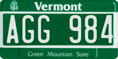 VT license plate AGG984