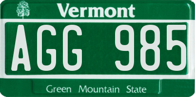 VT license plate AGG985