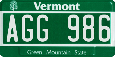 VT license plate AGG986