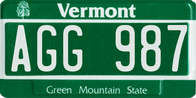 VT license plate AGG987